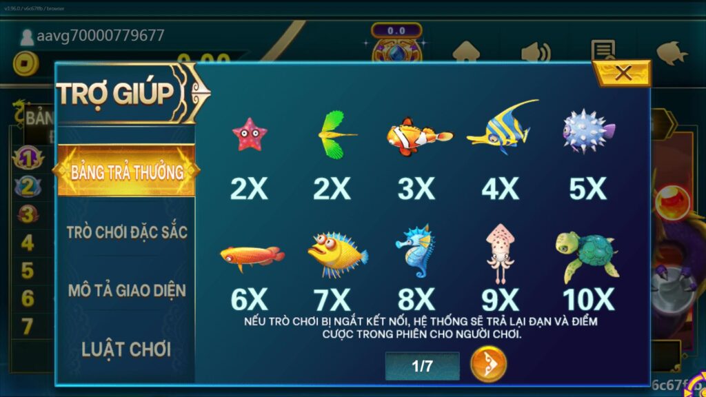 Bắn cá Ngũ Long SV66 - Thế giới đại dương đa sắc màu  7 Hệ số thưởng đối với từng mục tiêu trong game Bắn cá Ngũ Long SV66