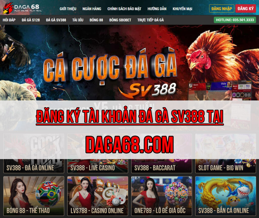 Daga68 - Tìm hiểu về sân cược đá gà online đẳng cấp 5 Daga68 là kênh đại lý chính thức của nhà cái SV388 ở Việt Nam