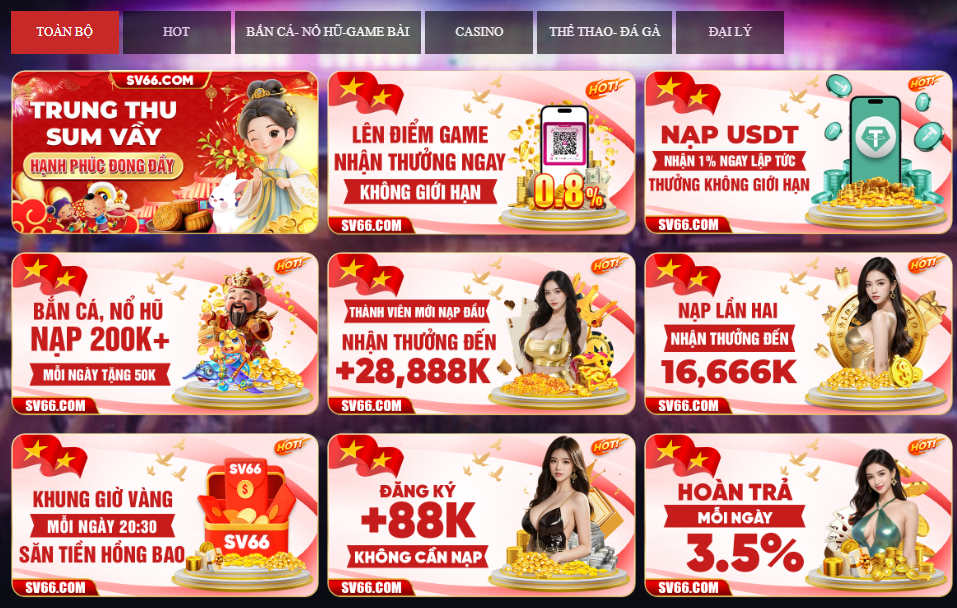 Khuyến mãi đặc biệt nhiều và đa dạng tại SV66